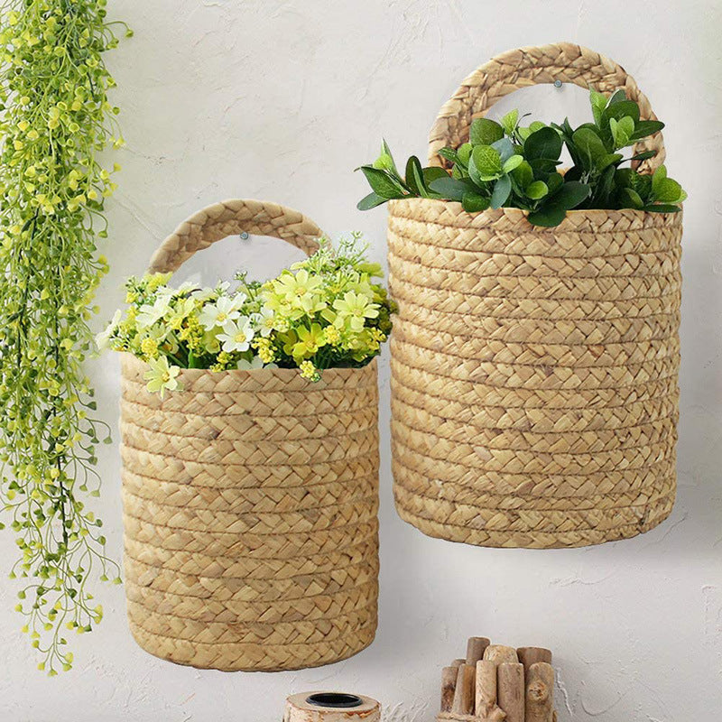 Garden Plant Basket Cattail Woven Hanging Basket - Mubimart -  