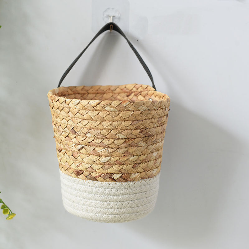 Garden Plant Basket Cattail Woven Hanging Basket - Mubimart -  