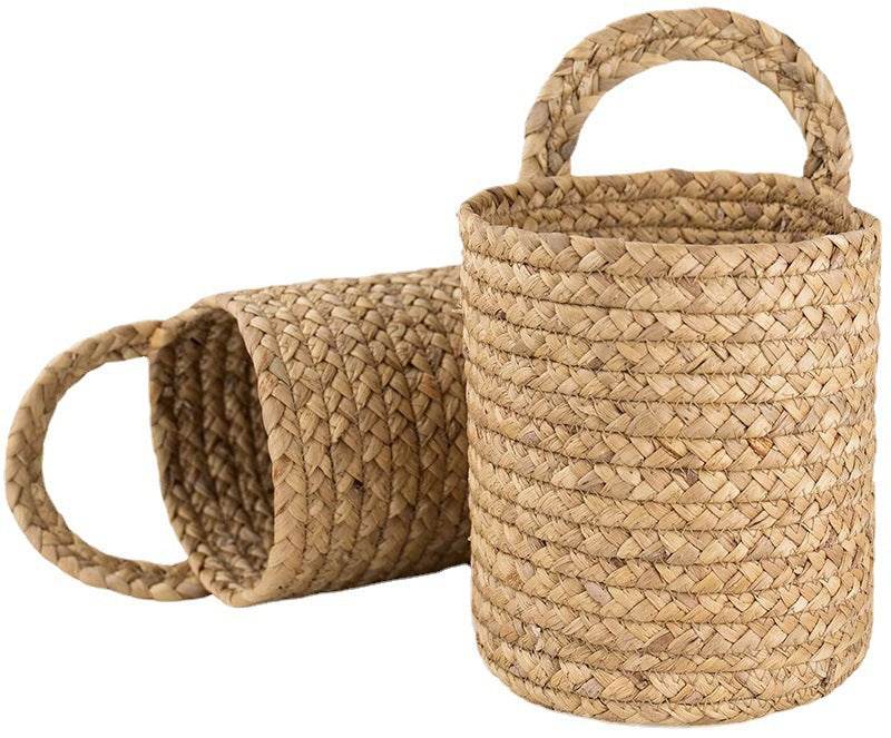 Garden Plant Basket Cattail Woven Hanging Basket - Mubimart