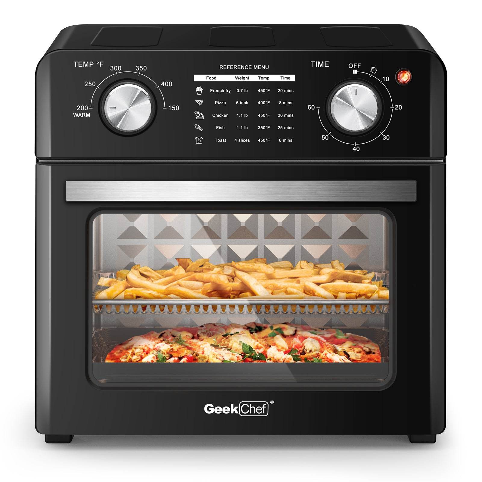 Geek Chef Air Fryer 10QT, Countertop Toaster Oven, 4 Slice Toaster Air Fryer Oven Warm, Broil, Toast, Bake, Air Fry, Oil-Free, Black Stainless Steel, Perfect For Countertop, Ban On Amazon - Mubimart