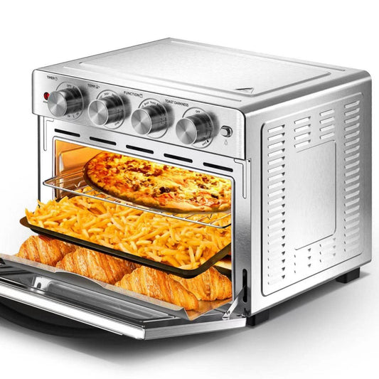 Geek Chef Air Fryer 6 Slice 26QT 26L Air Fryer Fry Oil-Free Extra Large Toaster Oven Combo Air Fryer Oven Roast Bake Broil Reheat Convection Countertop Oven Stainless St - Mubimart