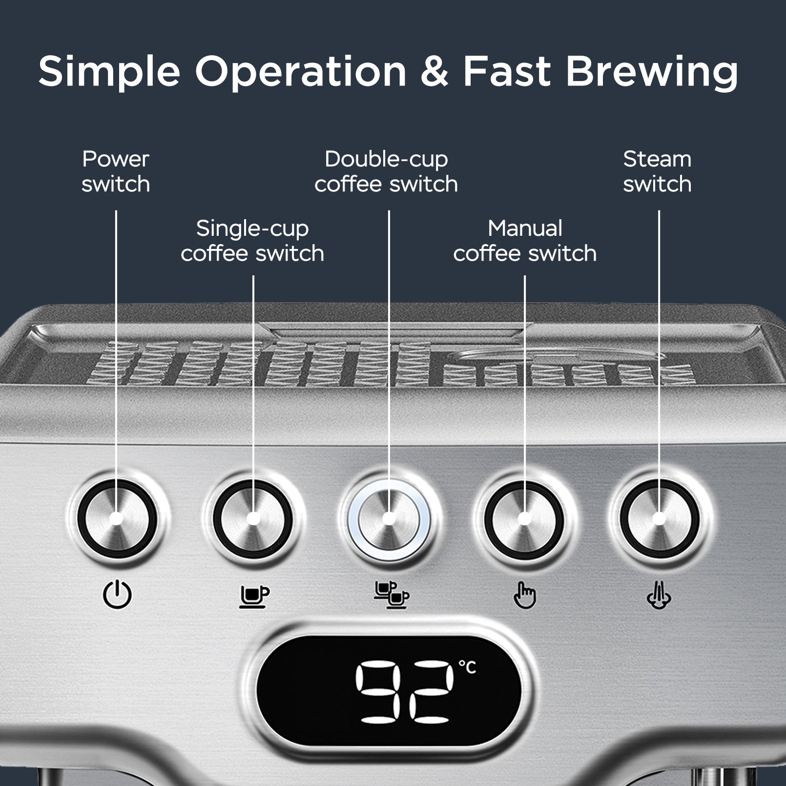 Geek Chef Espresso Machine, 20 Bar Espresso Machine With Milk Frother For Latte, Cappuccino, Macchiato, For Home Espresso Maker, 1.8L Water Tank, Stainless Steel, Ban On Amazon - Mubimart -  