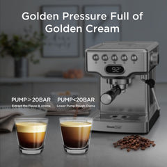 Geek Chef Espresso Machine, 20 Bar Espresso Machine With Milk Frother For Latte, Cappuccino, Macchiato, For Home Espresso Maker, 1.8L Water Tank, Stainless Steel, Ban On Amazon - Mubimart -  