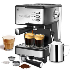 Geek Chef Espresso Machine, Espresso&Cappuccino Latte Maker 20 Bar Coffee Machine Compatible With ESE POD Capsules Filter&Milk Frother Steam Wand, 950W, 1.5L Water Tank,Ban On Amazon - Mubimart -  