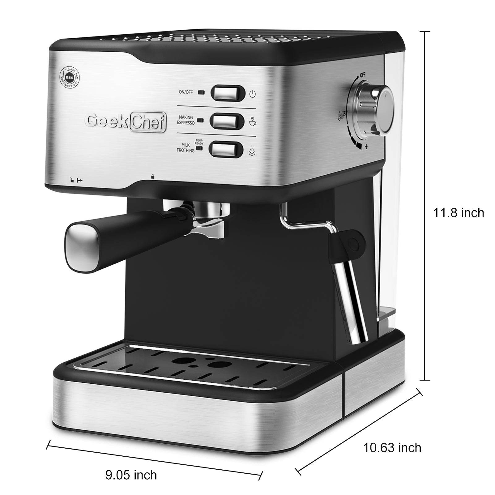 Geek Chef Espresso Machine, Espresso&Cappuccino Latte Maker 20 Bar Coffee Machine Compatible With ESE POD Capsules Filter&Milk Frother Steam Wand, 950W, 1.5L Water Tank,Ban On Amazon - Mubimart
