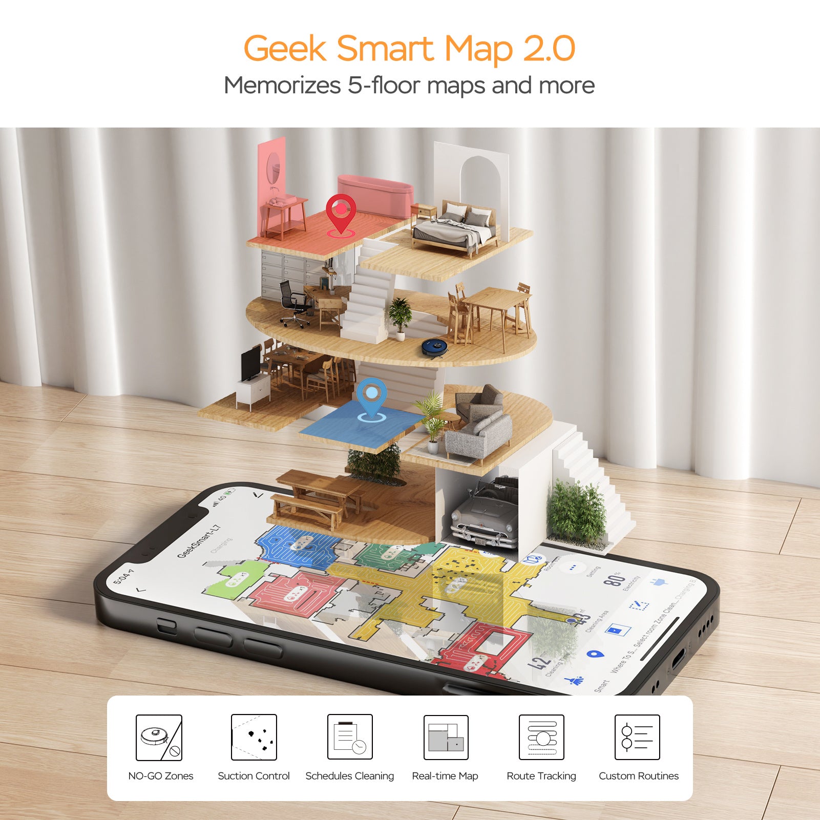 Geek Smart L7 Robot Vacuum Cleaner And Mop, LDS Navigation, Wi-Fi Connected APP, Selective Room Cleaning,MAX 2700 PA Suction, Ideal For Pets And Larger Home Banned From Selling On Amazon - Mubimart -  