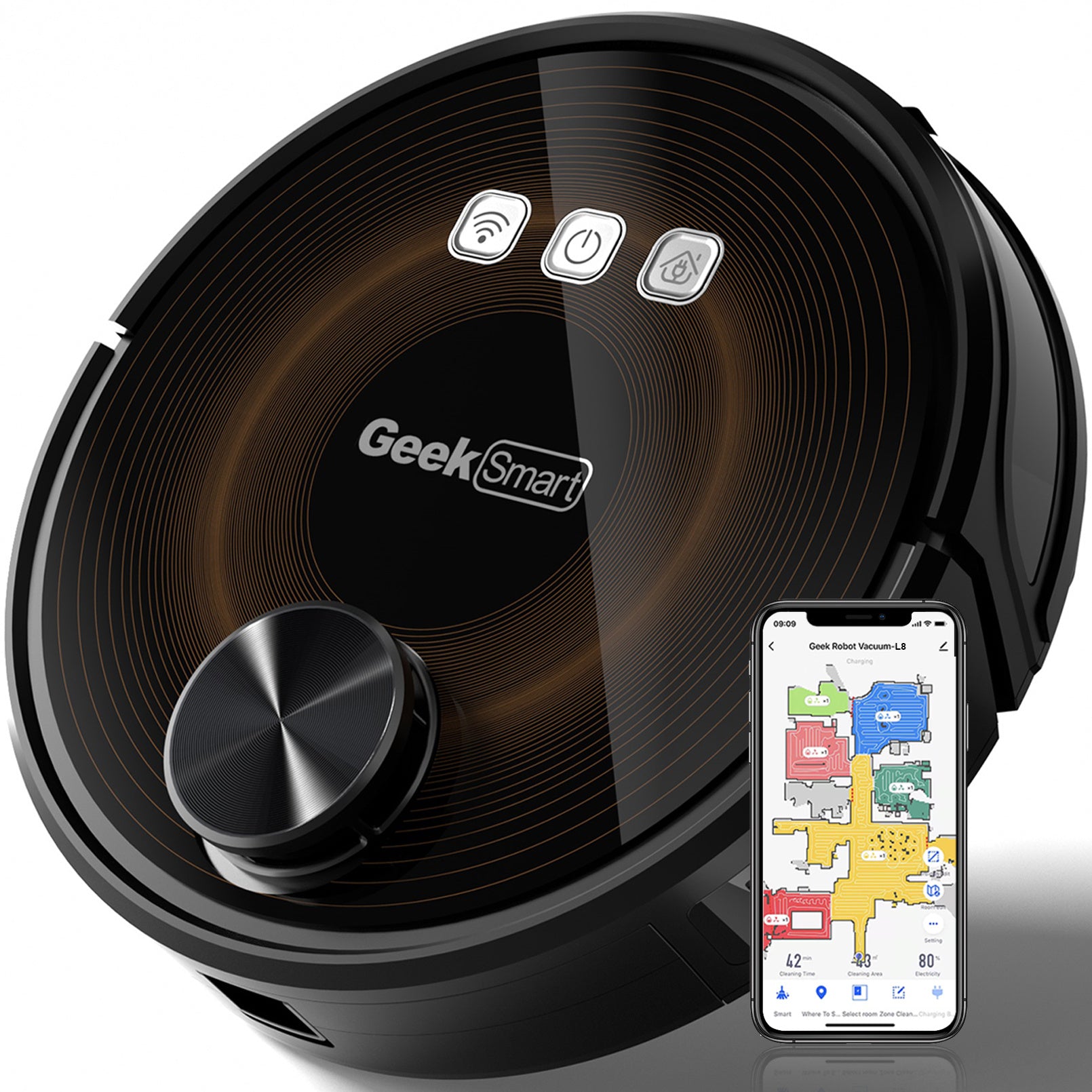 Geek Smart L8 Robot Vacuum Cleaner And Mop, LDS Navigation, Wi-Fi Connected APP, Selective Room Cleaning,MAX 2700 PA Suction, Ideal For Pets And Larger Home.Banned From Selling On Amazon - Mubimart - Robot vacuums 