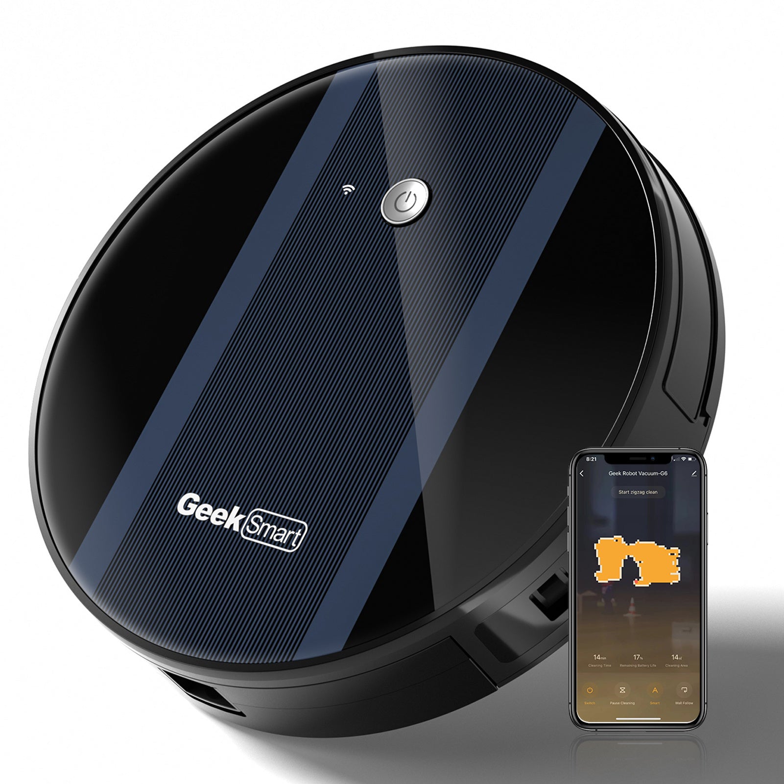 Geek Smart Robot Vacuum Cleaner G6 Plus, Ultra-Thin, 1800Pa Strong Suction, Automatic Self-Charging, Wi-Fi Connectivity, App Control, Custom Cleaning, Great For Hard Floors To Carpets.Ban On Amazon - Mubimart - Robot vacuums 