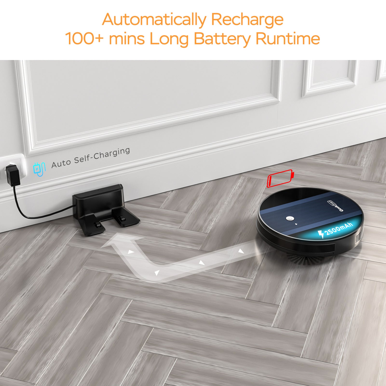 Geek Smart Robot Vacuum Cleaner G6 Plus, Ultra-Thin, 1800Pa Strong Suction, Automatic Self-Charging, Wi-Fi Connectivity, App Control, Custom Cleaning, Great For Hard Floors To Carpets.Ban On Amazon - Mubimart -  