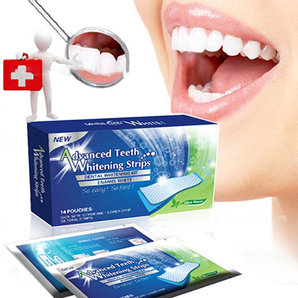 Gel Teeth Whitening Strips Oral Hygiene Care Double Elastic Teeth Strips Whitening Dental Bleaching Tools - Mubimart