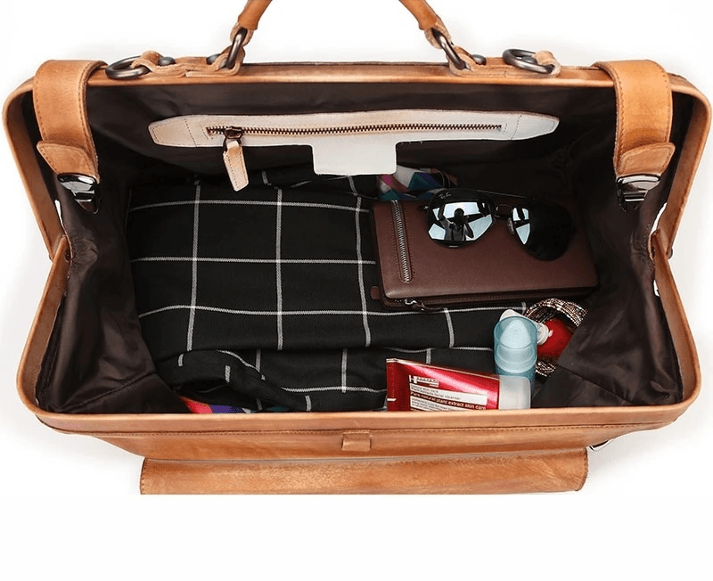 Genuine Leather Business Luggage And Travel Bag - Mubimart