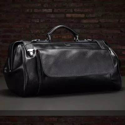 Genuine Leather Business Luggage And Travel Bag - Mubimart