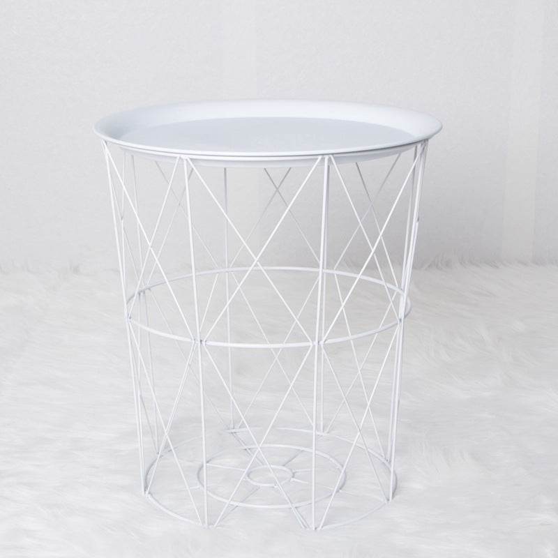 Geometric metal bedside table simple storage basket - Mubimart
