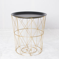 Geometric metal bedside table simple storage basket - Mubimart -  