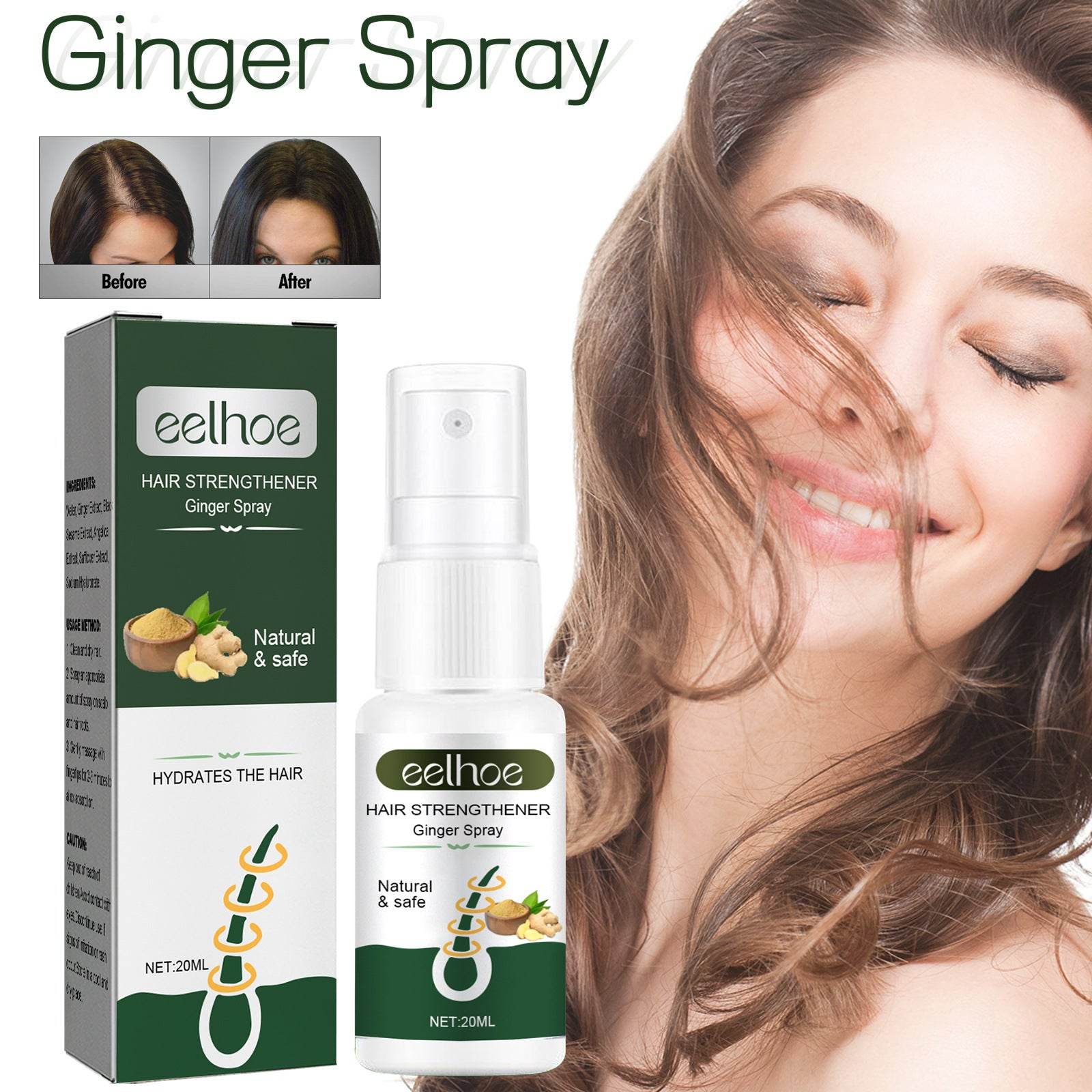 Ginger Dense Hair Spray Nourishing Hair Follicle Anti-hair Loss - Mubimart