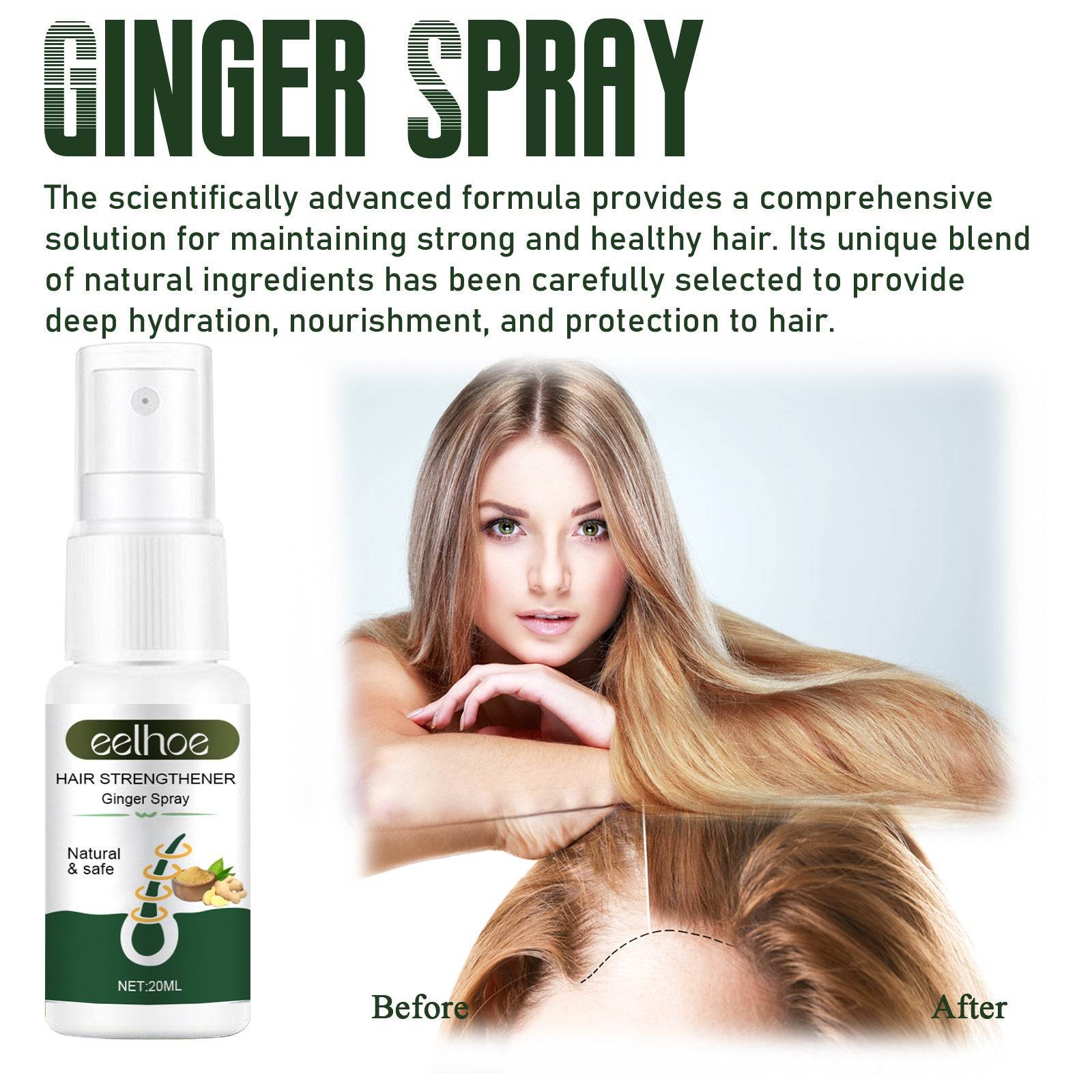 Ginger Dense Hair Spray Nourishing Hair Follicle Anti-hair Loss - Mubimart