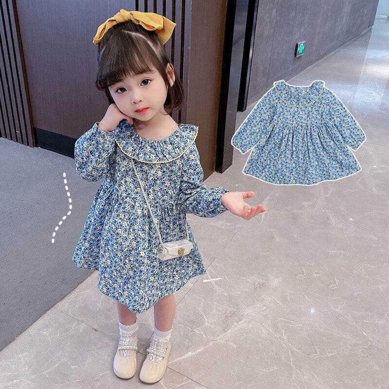 Girl Child Western Style Floral Princess Dress - Mubimart