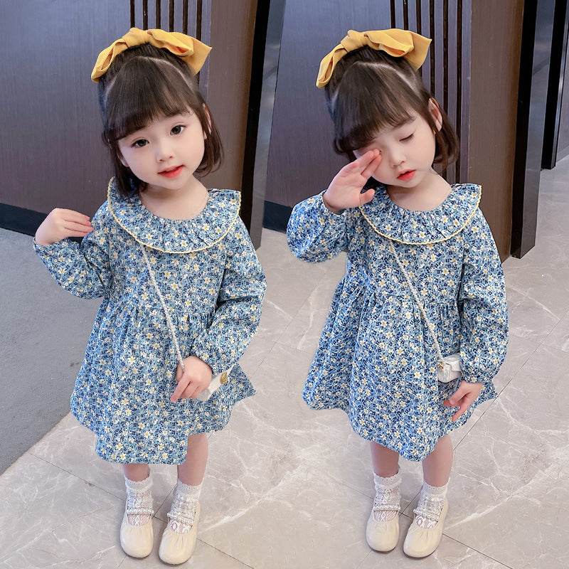 Girl Child Western Style Floral Princess Dress - Mubimart