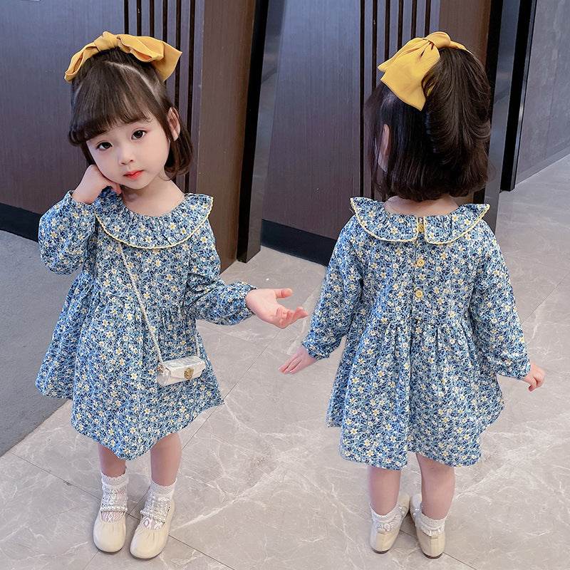 Girl Child Western Style Floral Princess Dress - Mubimart