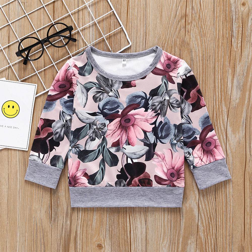 Girl printed long sleeve two-piece set - Mubimart