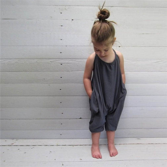 Girls Jumpsuits Summer Baby Girl Solid Overalls Soft Girls Fashion Leotard Outfit Clothes - Mubimart