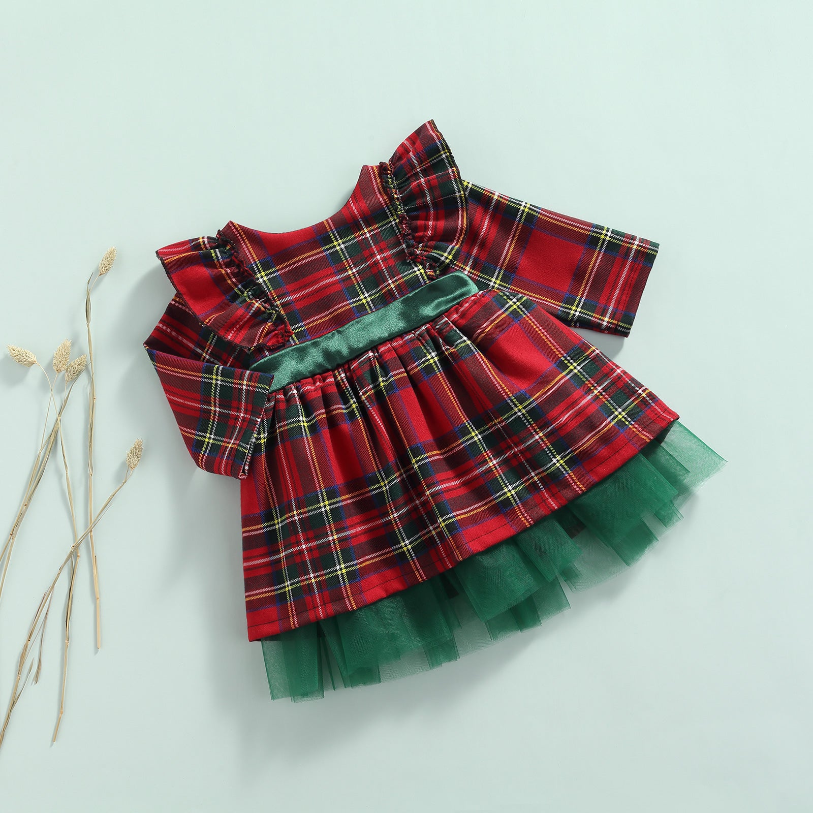 Girls Kids Red Checkered Bow Christmas Dress - Mubimart -  