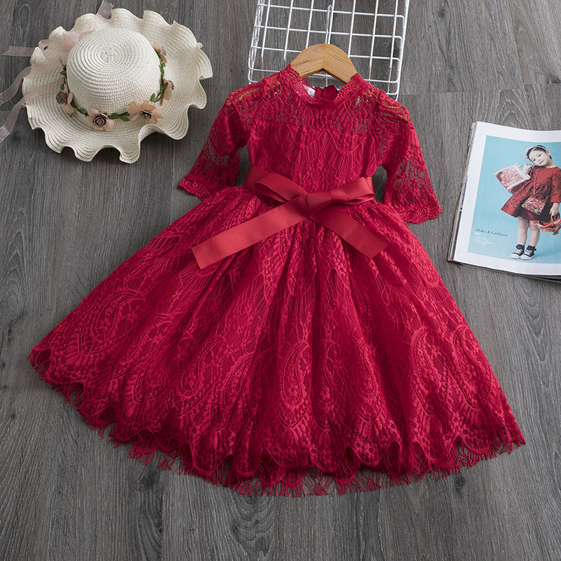 Girls Lace Dress Spring And Autumn - Mubimart - Girl Dress 