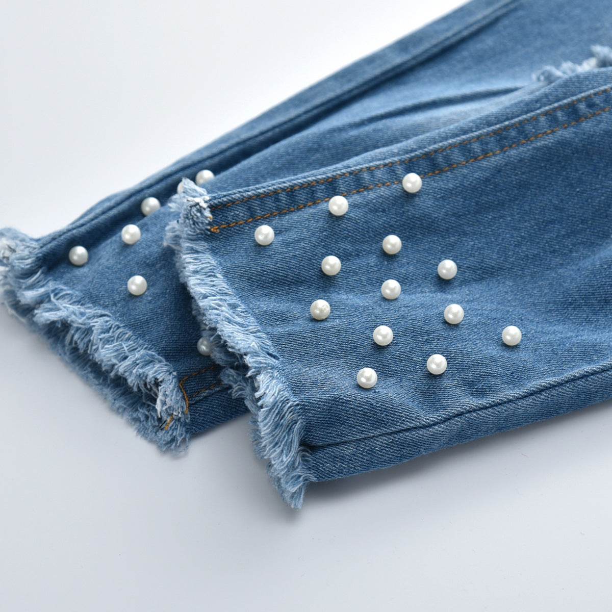 Girls Lace Pearl Jeans Set - Mubimart