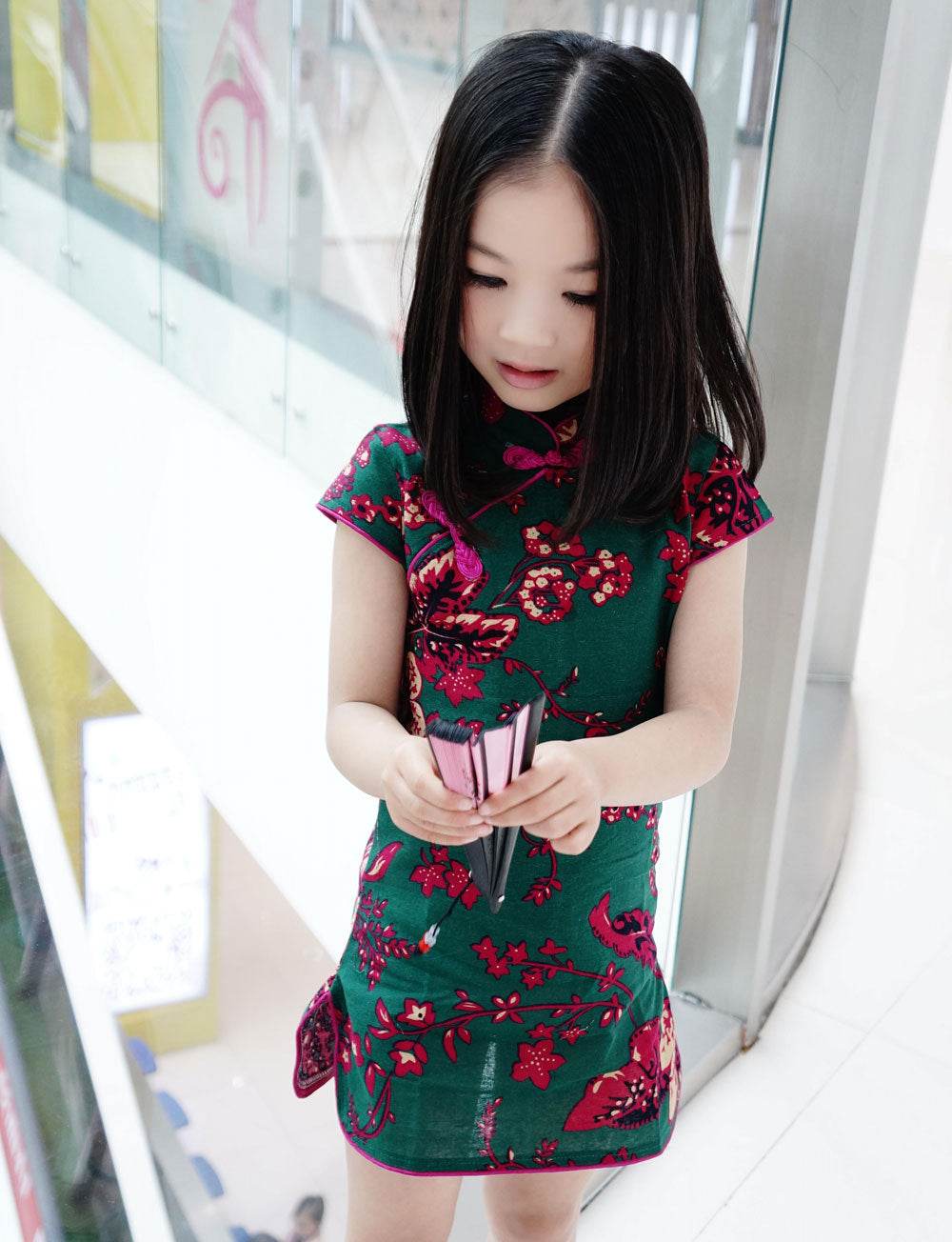 Girls Mianma cheongsam parent-child femelle skirt little girl scout summer Tangzhuang Qipao dresses - Mubimart