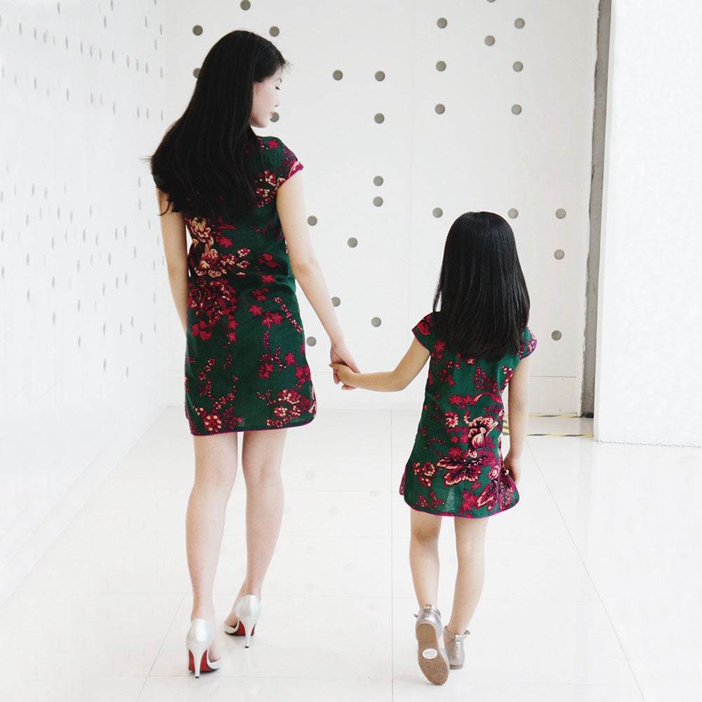 Girls Mianma cheongsam parent-child femelle skirt little girl scout summer Tangzhuang Qipao dresses - Mubimart