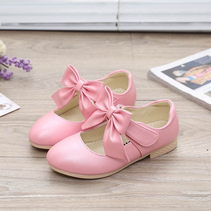 Girls Shoes White Leather Shoes Bowknot Girls Children Princess Shoes - Mubimart
