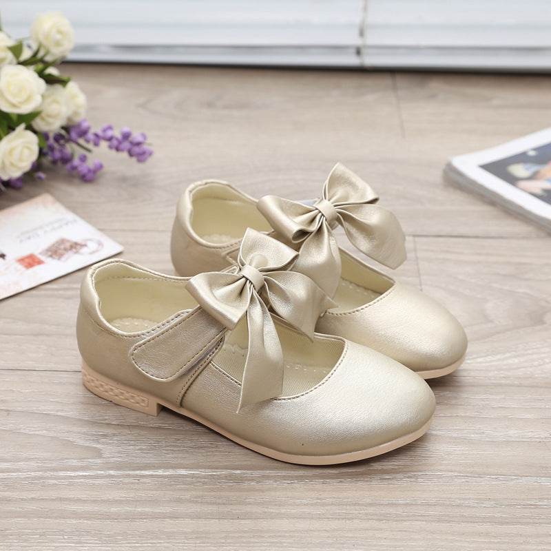 Girls Shoes White Leather Shoes Bowknot Girls Children Princess Shoes - Mubimart