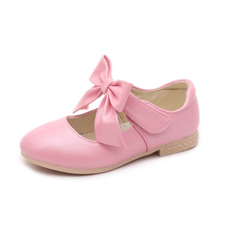 Girls Shoes White Leather Shoes Bowknot Girls Children Princess Shoes - Mubimart