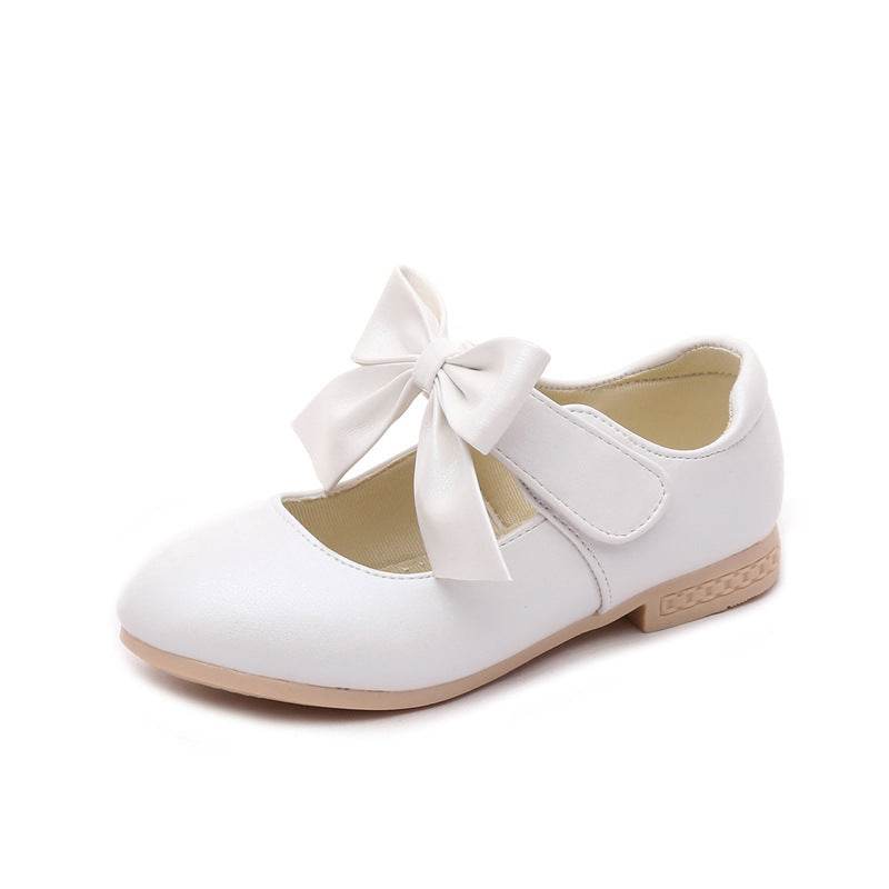 Girls Shoes White Leather Shoes Bowknot Girls Children Princess Shoes - Mubimart