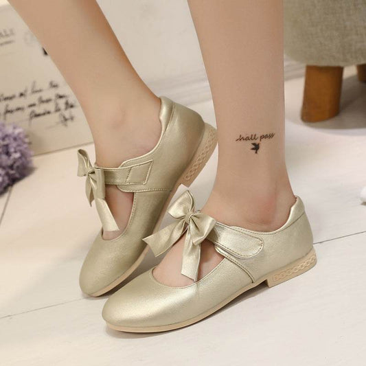 Girls Shoes White Leather Shoes Bowknot Girls Children Princess Shoes - Mubimart