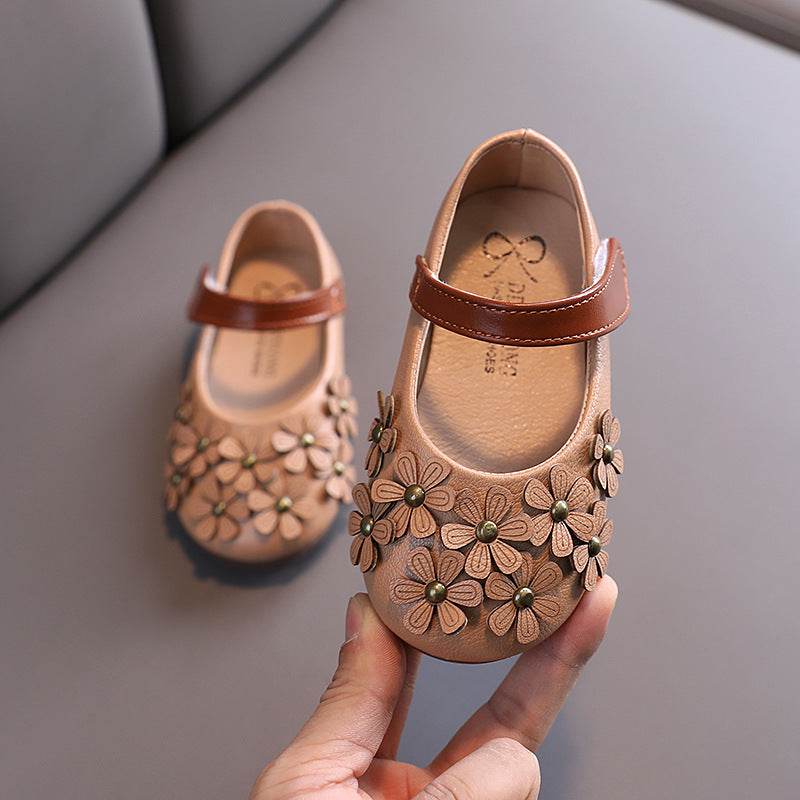 Girls' Small Leather Shoes, Female Babies, Flower Single Shoes, Soft Soles, Little Girls - Mubimart