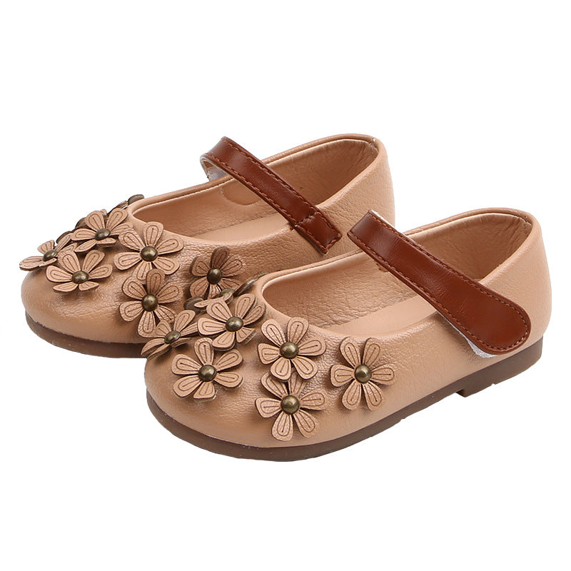 Girls' Small Leather Shoes, Female Babies, Flower Single Shoes, Soft Soles, Little Girls - Mubimart -  