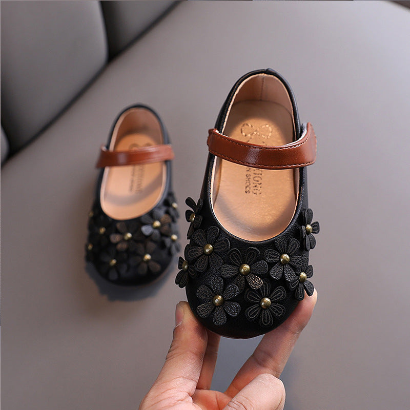 Girls' Small Leather Shoes, Female Babies, Flower Single Shoes, Soft Soles, Little Girls - Mubimart -  