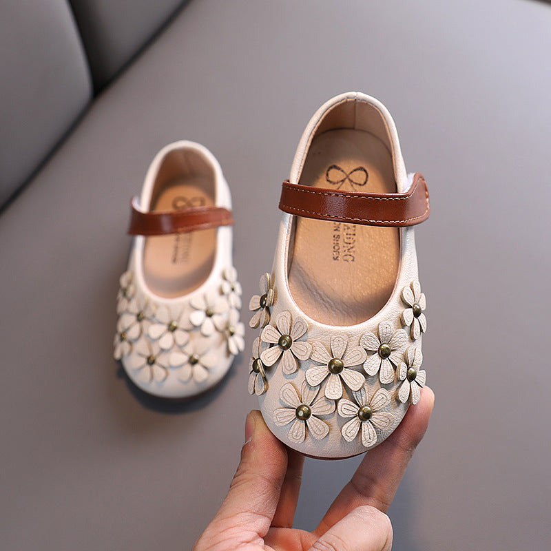 Girls' Small Leather Shoes, Female Babies, Flower Single Shoes, Soft Soles, Little Girls - Mubimart -  