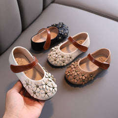 Girls' Small Leather Shoes, Female Babies, Flower Single Shoes, Soft Soles, Little Girls - Mubimart - Girls Shoes 