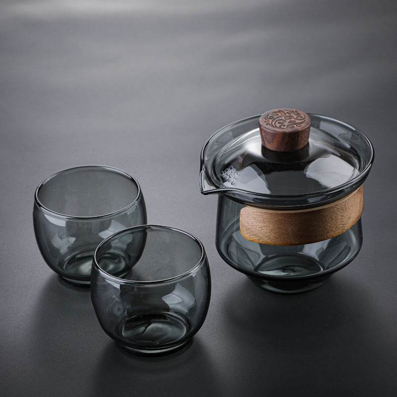 Glass Lid Bowl Non-scald Cover Bowl New Japanese Cover Bowl New Tea Set - Mubimart