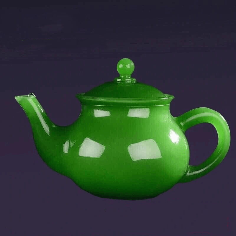 Glass Lidded Bowl Wholesale Glass Bowl Health Jade Bowl Tea Cup Jasper Green Teapot - Mubimart