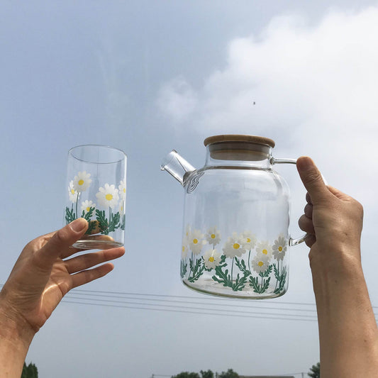 Glass Little Printed Glass Jug Set Summer Cold Water Bottle - Mubimart
