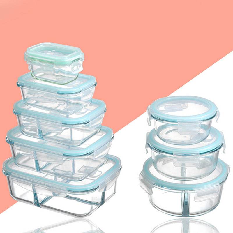 Glass Lunch Box Microwave Lunch Box Separation Type - Mubimart