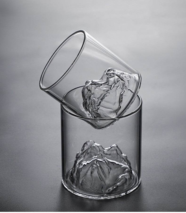 Glass Mountain View Household Water Cup - Mubimart