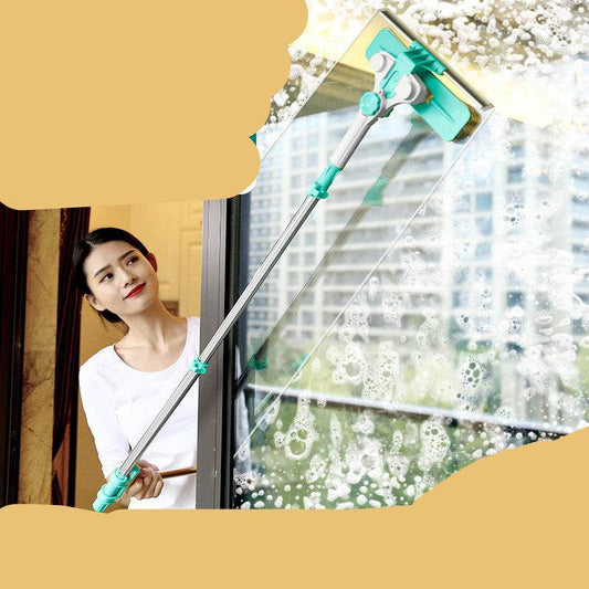 Glass Squeegee Home High-rise Window Telescopic Double-sided - Mubimart
