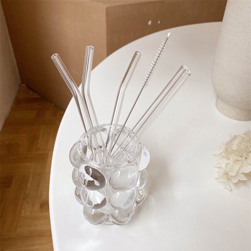 Glass Straws, Pearl Milk Tea Coarse Drinking Straws, Non-disposable Transparent Water Cups, Long Straws - Mubimart