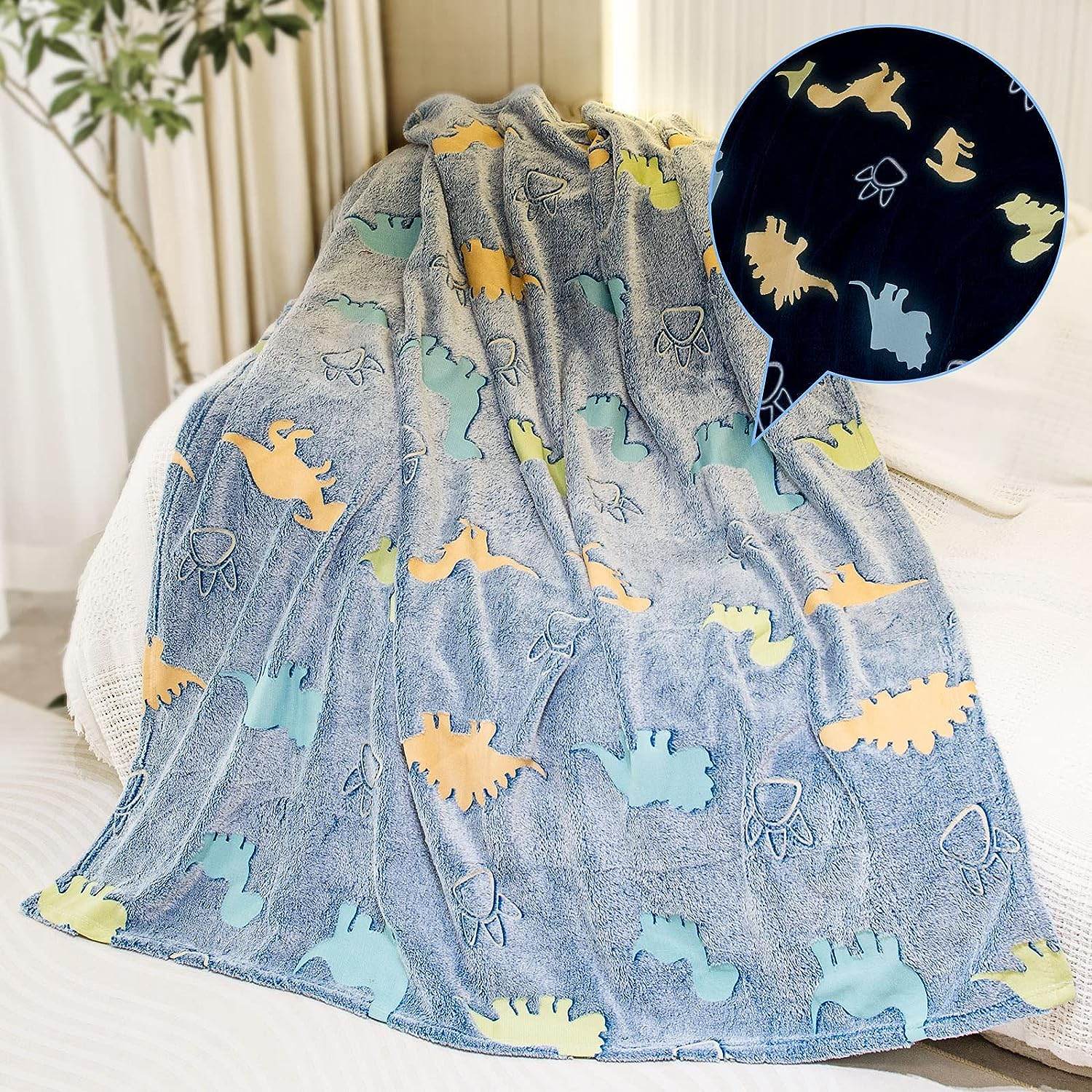 Glow In The Dark Throw Blanket, Blanket For Girls, Luminous Kids Blanket, Soft Blankets For 3,4,5,6,7,8,9,10 Year Old Girl Birthday Christmas Thanksgiving Gifts - Mubimart