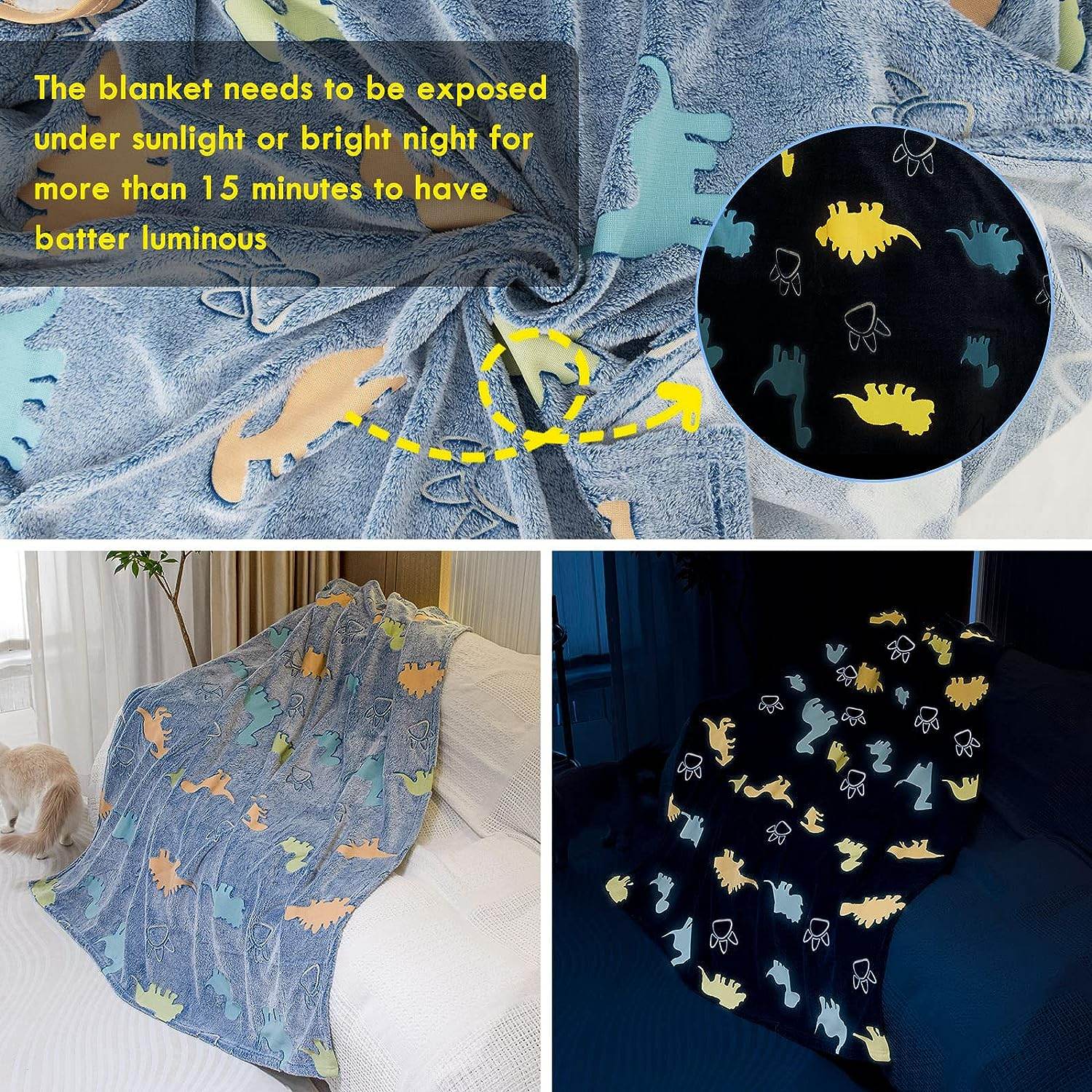 Glow In The Dark Throw Blanket, Blanket For Girls, Luminous Kids Blanket, Soft Blankets For 3,4,5,6,7,8,9,10 Year Old Girl Birthday Christmas Thanksgiving Gifts - Mubimart
