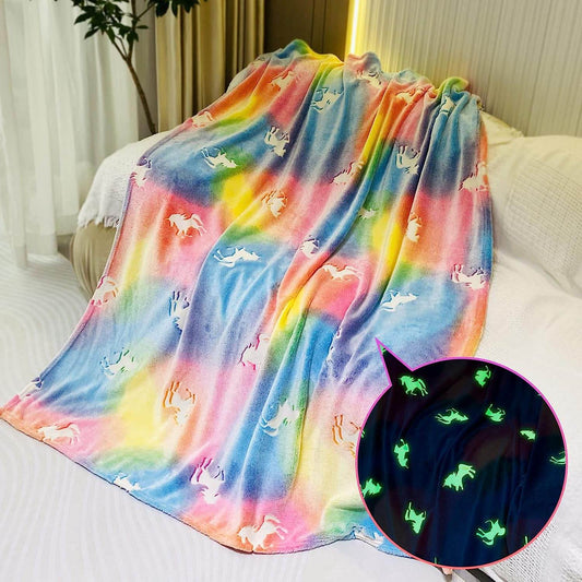 Glow In The Dark Throw Blanket, Blanket For Girls, Luminous Kids Blanket, Soft Blankets For 3,4,5,6,7,8,9,10 Year Old Girl Birthday Christmas Thanksgiving Gifts - Mubimart